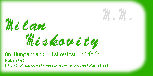 milan miskovity business card